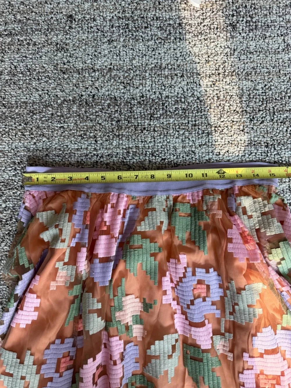 Maeve Peach Midi Skirt with Lavender & Mint Pixel Floral - Picture 4 of 4